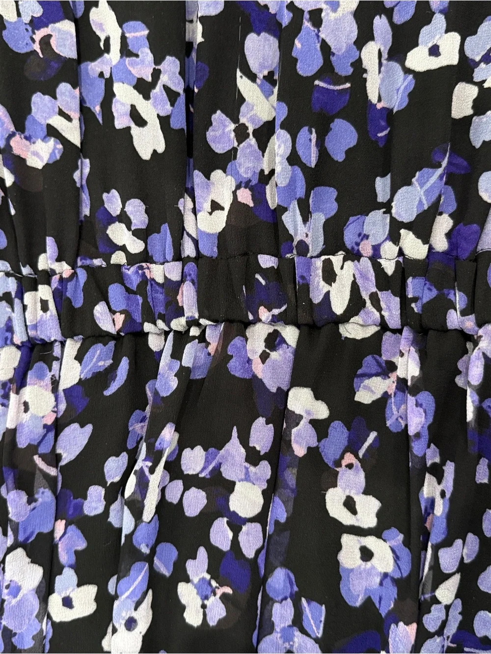 kate spade Black & Lavender Floral Ruffled Silk Midi Dress xs